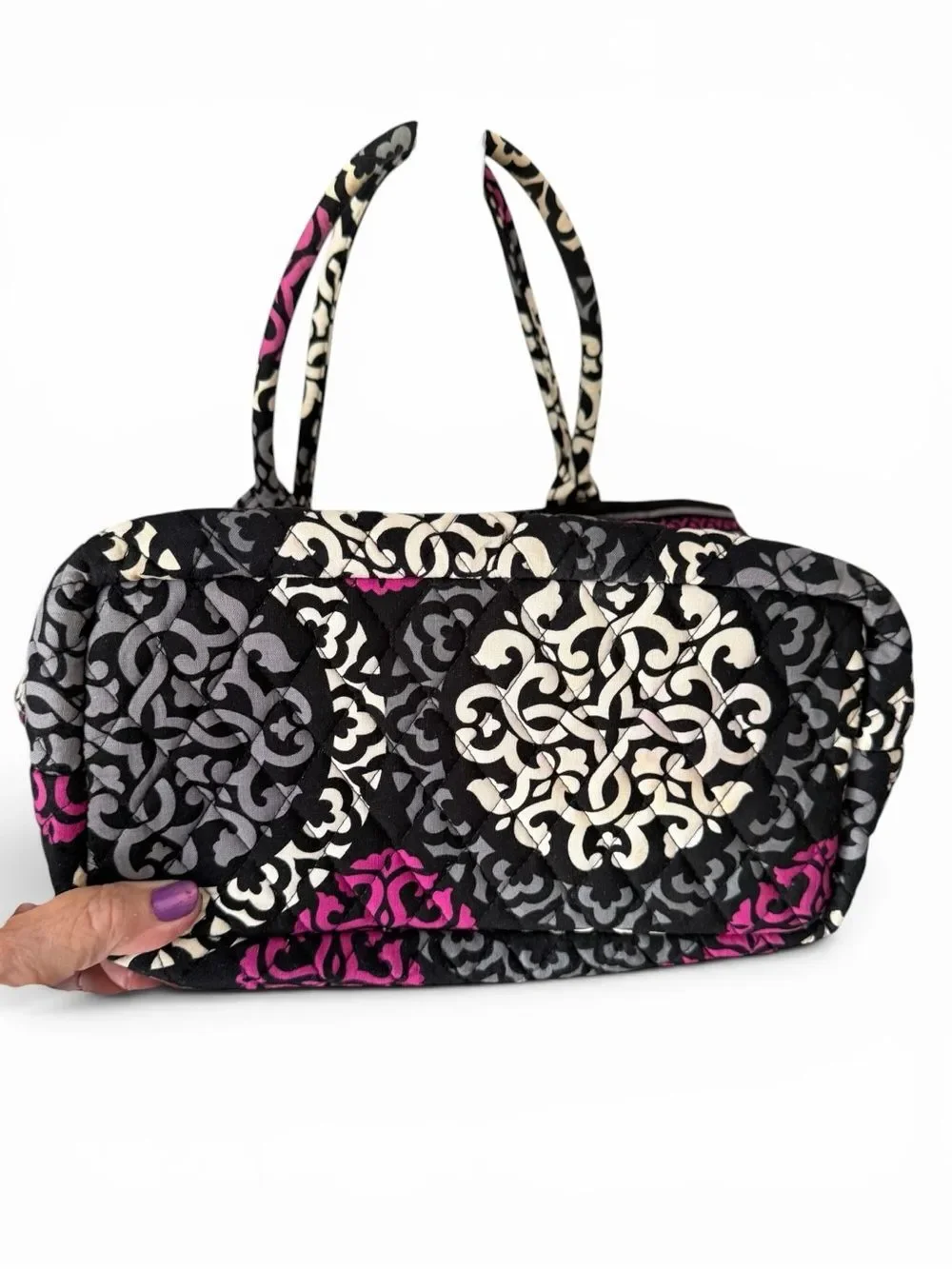 Vera Bradley Handheld Open Tote Bag “Canterberry Magenta”